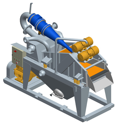 MODEL&CO, manufacturer of mini mud desanders of simple cycloning MD120R for foundation engineering. Desander for geothermal. MODEL&CO, manufacturer of foundation engineering equipment